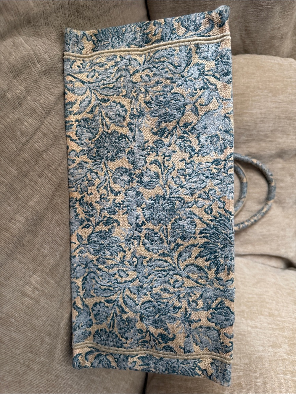 Dior Blue & Beige Floral Embroidered Book Tote - Picture 3 of 8